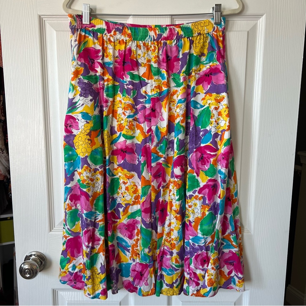 Vintage Colorayons Petite Colorful Floral Skirt